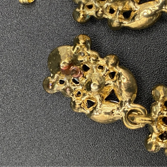 Glamorous Topaz and Aurora Borealis Glass and Rhinestone Drop Earrings Pierced - Picture 12 of 13